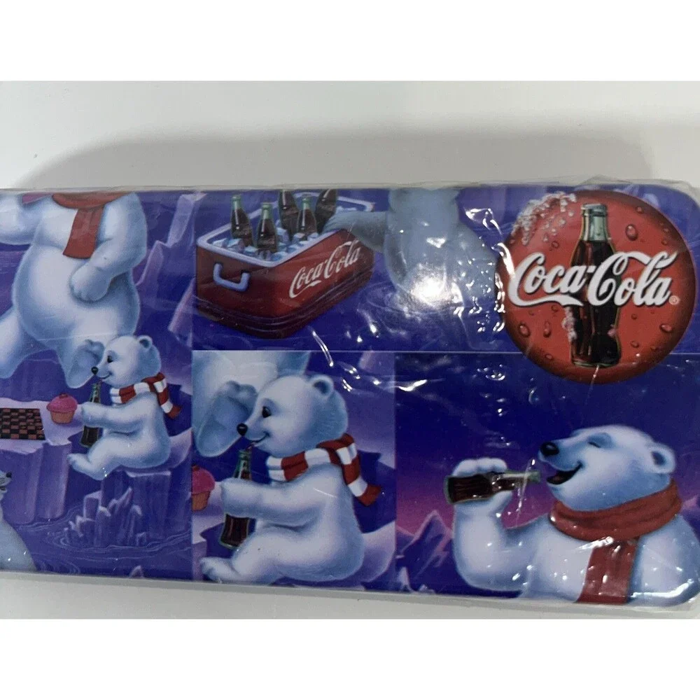 Coca Cola Vintage 1997 Set 2 Pencil Case Skating Polar Bear/ Playing Board Game